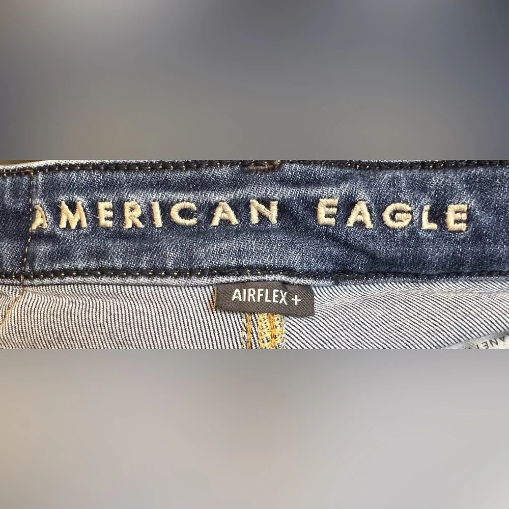 American Eagle Airflex + Original Bootcut Mens 26 x 27 Jeans AE SHORT Whiskering